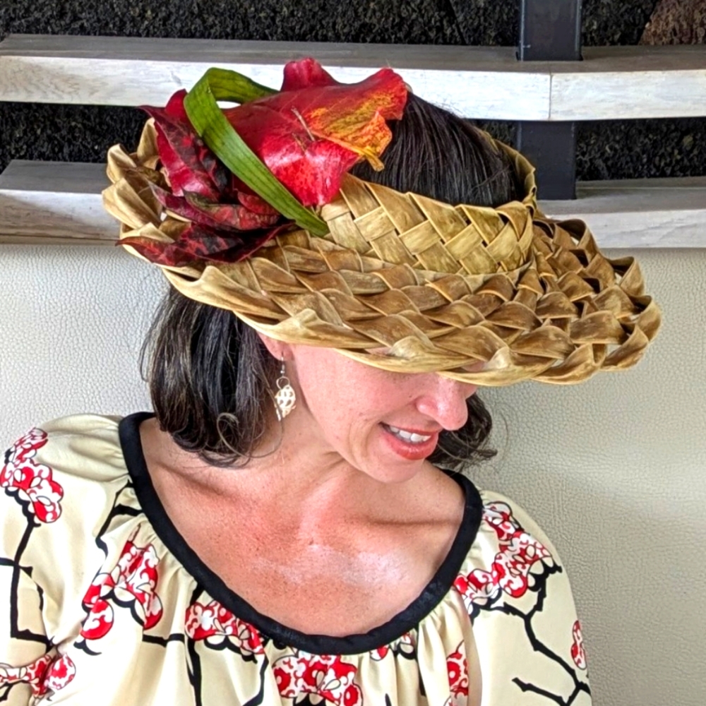 Leaf Hat Green Brown Red